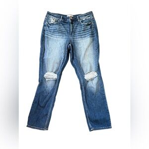 BKE Distressed High Rise Mom Jean 33